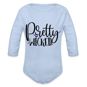 Pretty Wicked - Organic Long Sleeve Baby Bodysuit - sky - Front
