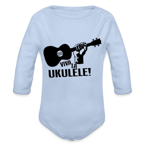 Viva La Ukulele! (black) - Organic Long Sleeve Baby Bodysuit