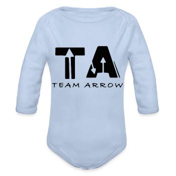 Team Arrow - Organic Long Sleeve Baby Bodysuit - sky - Front