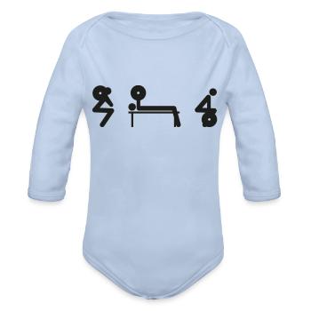 Squat Bench Deadlift inverted - Organic Long Sleeve Baby Bodysuit - sky - Front