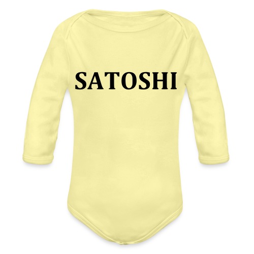 Satoshi only the name stroke - Organic Long Sleeve Baby Bodysuit