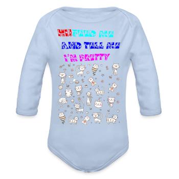 PRETTY CAT - Organic Long Sleeve Baby Bodysuit - sky - Front