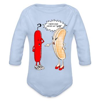 No Us Hotdog Bun Duel - Organic Long Sleeve Baby Bodysuit - sky - Front