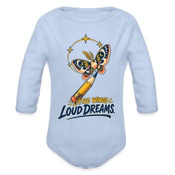 Little Wings Loud Dreams - Organic Long Sleeve Baby Bodysuit - sky - Front