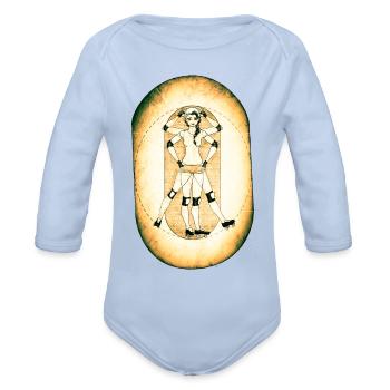 Vintage Roller Arts Mandala - Organic Long Sleeve Baby Bodysuit - sky - Front