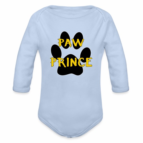 Paw Prince Funny Pet Footprint Animal Lover Pun - Organic Long Sleeve Baby Bodysuit