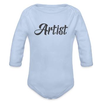 Artist (Black) - Organic Long Sleeve Baby Bodysuit - sky - Front