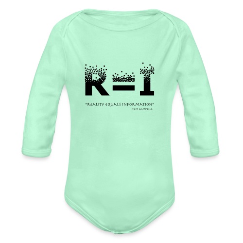 R=I --- Reality equals Information - black design - Organic Long Sleeve Baby Bodysuit