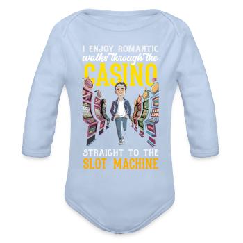 Romantic Walks Through Casino To Slot Machine - Organic Long Sleeve Baby Bodysuit - sky - Front
