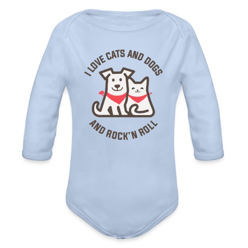Cat Dog Rock n Roll - Organic Long Sleeve Baby Bodysuit