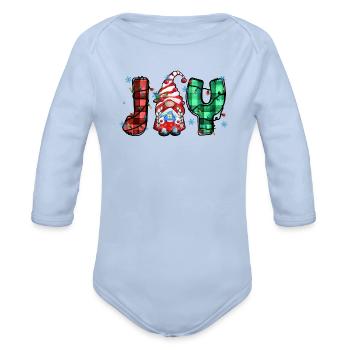 Joy of Christmas - Organic Long Sleeve Baby Bodysuit - sky - Front