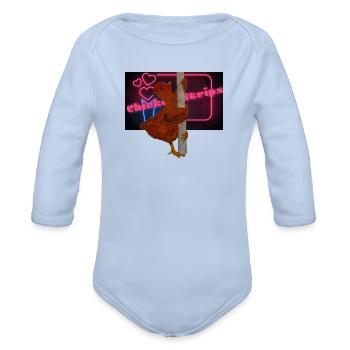 Chicken Strips - Organic Long Sleeve Baby Bodysuit - sky - Front