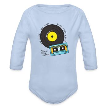 Old School Music - Organic Long Sleeve Baby Bodysuit - sky - Front