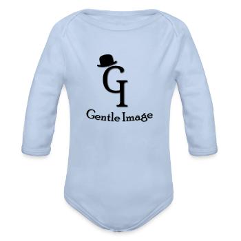 Gent Image Black - Organic Long Sleeve Baby Bodysuit - sky - Front