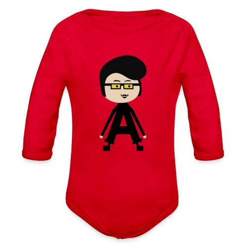 Alphabet Letter A - Extra Long Arms Anders - Organic Long Sleeve Baby Bodysuit