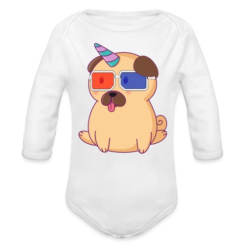 Dog with 3D glasses doing Vision Therapy! - Organic Long Sleeve Baby Bodysuit