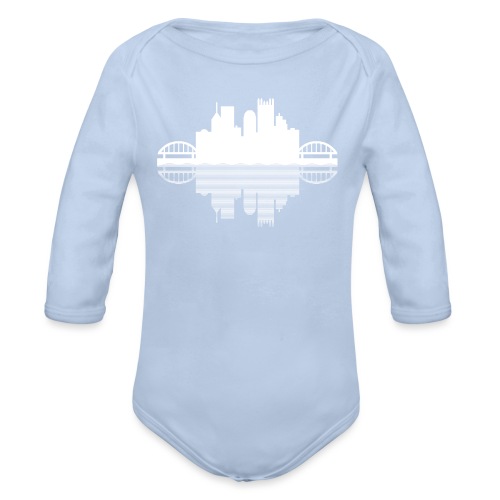 Pittsburgh Skyline Reflection - Organic Long Sleeve Baby Bodysuit