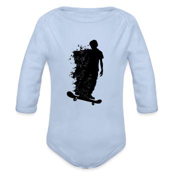 skating - Organic Long Sleeve Baby Bodysuit - sky - Front