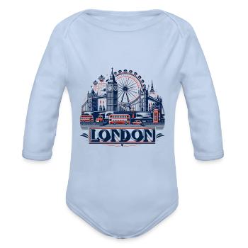 London - Organic Long Sleeve Baby Bodysuit - sky - Front