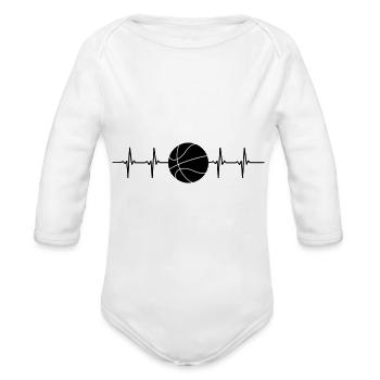 Basketball Pulse Image - Organic Long Sleeve Baby Bodysuit -  - Front