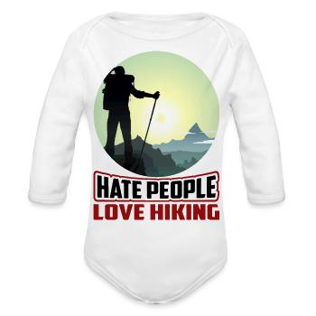 Hiking trending - Organic Long Sleeve Baby Bodysuit - heather grey - Front