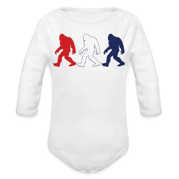 Mysterious Bigfoot Sasquatch Silhouette Design - Organic Long Sleeve Baby Bodysuit -  - Front