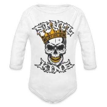 KING - Organic Long Sleeve Baby Bodysuit - heather grey - Front