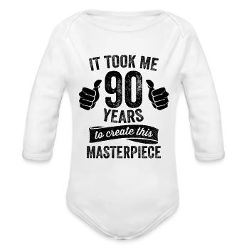 Funny 90 Years Old Joke 90th Birthday Gag Cool - Organic Long Sleeve Baby Bodysuit -  - Front