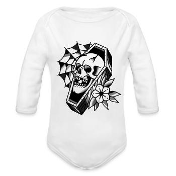 old school skull - Organic Long Sleeve Baby Bodysuit -  - Front