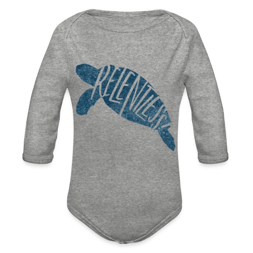 Relentless Turtle, Blue - Organic Long Sleeve Baby Bodysuit