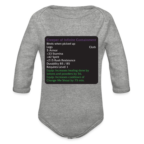 Warcraft Baby: Creeper of Infinite Containment - Organic Long Sleeve Baby Bodysuit