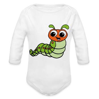 DESIGNCaterpillar trending - Organic Long Sleeve Baby Bodysuit - heather grey - Front