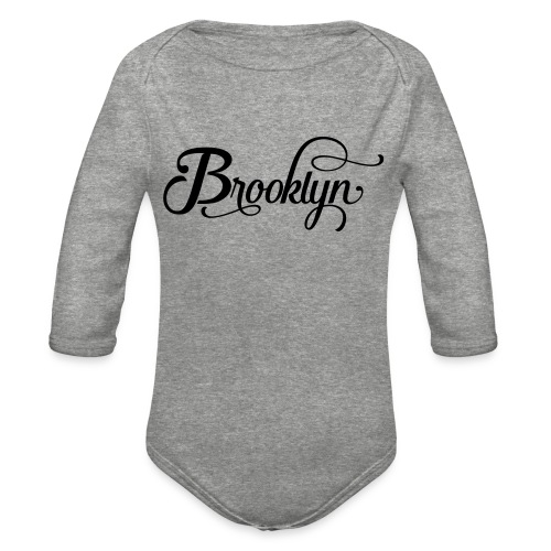 brooklyn typography - Organic Long Sleeve Baby Bodysuit