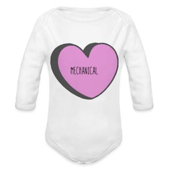 mechanical job gifts - Organic Long Sleeve Baby Bodysuit - heather grey - Front