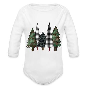 Camo Christmas Tree - Organic Long Sleeve Baby Bodysuit -  - Front