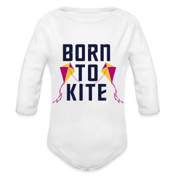 Born To Kite - Organic Long Sleeve Baby Bodysuit -  - Front