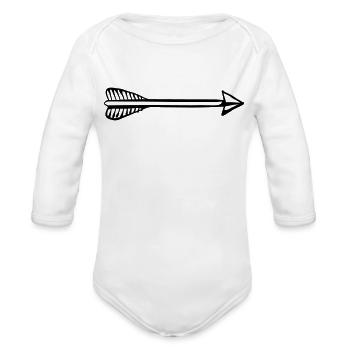 arrow - Organic Long Sleeve Baby Bodysuit - heather grey - Front