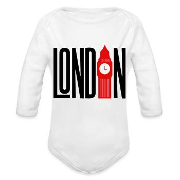 London - Organic Long Sleeve Baby Bodysuit - heather grey - Front