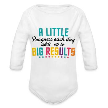 A Little Progress - Organic Long Sleeve Baby Bodysuit - heather grey - Front