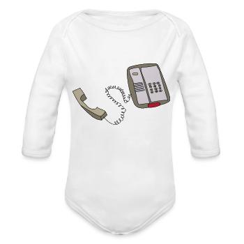 Vintage Phone By Courtney Graben - Organic Long Sleeve Baby Bodysuit -  - Front