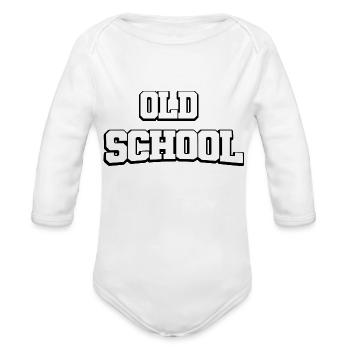 Old School Design - Organic Long Sleeve Baby Bodysuit -  - Front