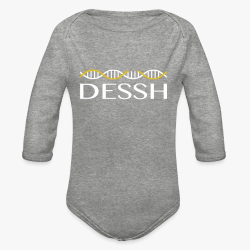 DESSH Foundation Logo in White - Organic Long Sleeve Baby Bodysuit