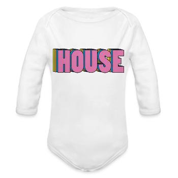 House trending - Organic Long Sleeve Baby Bodysuit - heather grey - Front