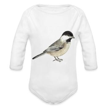 Sweet Black-Capped Chickadee - Organic Long Sleeve Baby Bodysuit -  - Front