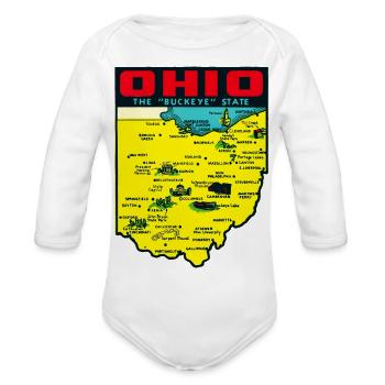 Old School Ohio - Organic Long Sleeve Baby Bodysuit -  - Front