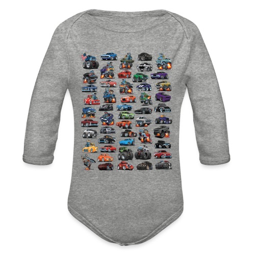 Muscle Cars, Hot Rods, Trucks and a Chopper - Organic Long Sleeve Baby Bodysuit
