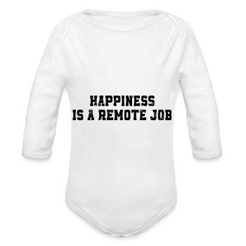 Happiness is a Remote Job Work at Home Funny Jobs - Organic Long Sleeve Baby Bodysuit - heather grey - Front