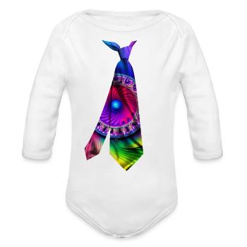 necktie tshirt colorful fractal illustration - Organic Long Sleeve Baby Bodysuit -  - Front