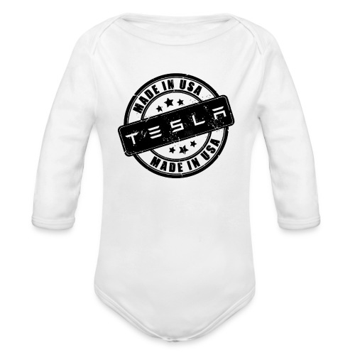 Tesla Made In US BLK - Organic Long Sleeve Baby Bodysuit