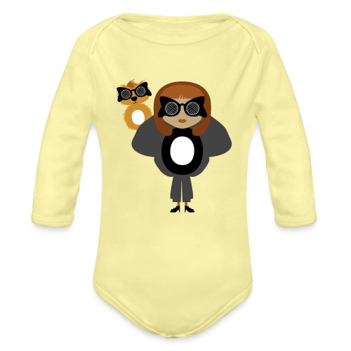 Alphabet letter O - Fashion Girl and Creature - Organic Long Sleeve Baby Bodysuit